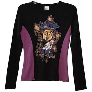 Biker Vance Bikerwear Sturgis 2012‎ Rally Top Womens L Black Purple Wolf Graphic